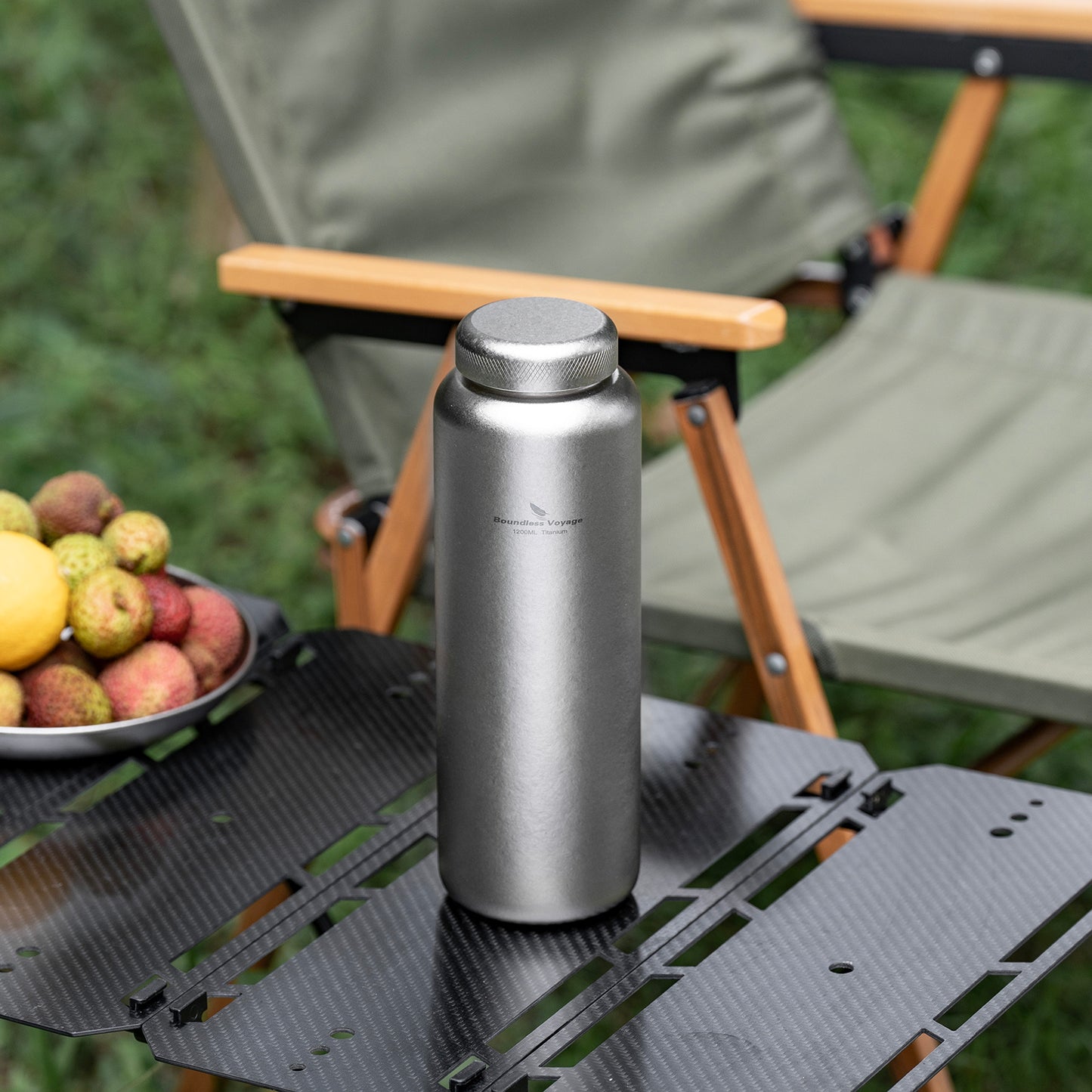 Boundless Voyage 1200ml Titanium Water Bottle with Dual Lids – Wide Mouth Leakproof Outdoor Bottle for Camping, Hiking, Gym & Travel