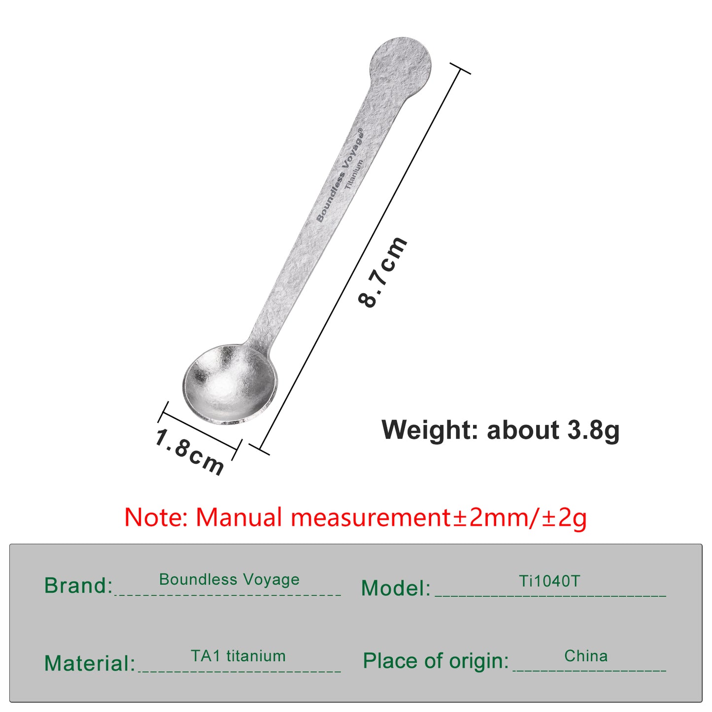 Boundless Voyage TA1 Titanium Mini Coffee Spoon – Ultralight Small Spoon for Dessert, Tea, Sugar & Jam | Perfect for Parties & Travel