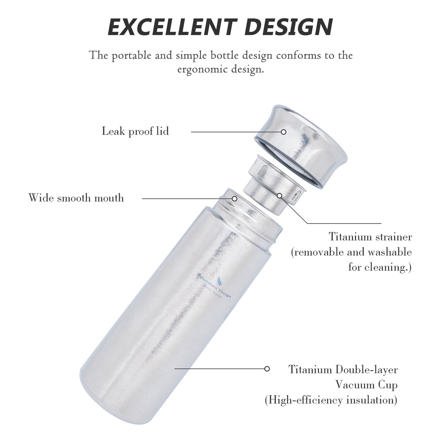 Boundless Voyage 280ml Titanium Vacuum Flask – Leakproof Sports Water Bottle, Keeps Drinks Hot & Cold