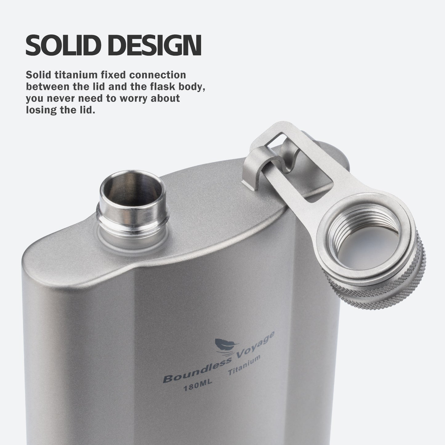 Boundless Voyage 180ml Titanium Hip Flask | Ultralight 6oz Pocket Whiskey Bottle | Leakproof & BPA-Free Liquor Flask for Camping, Hiking, Travel & Groomsmen Gifts