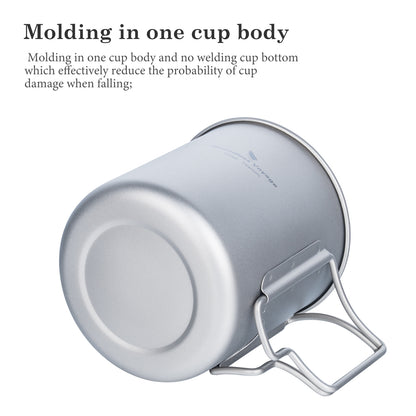 Boundless Voyage 450ml Pure Titanium Mug with Lid – Ultralight & Durable Camping Cup