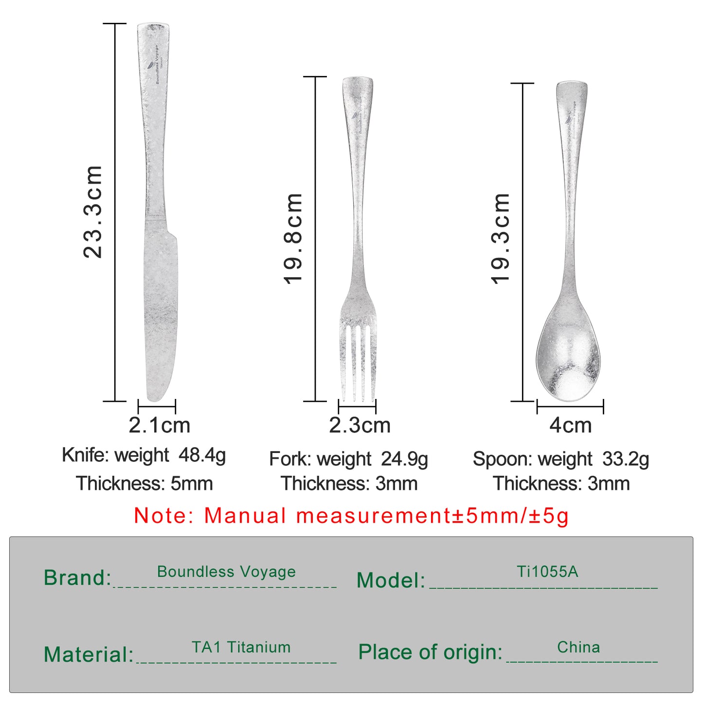 Boundless Voyage Titanium Cutlery Set – Ultralight Camping Knife, Fork & Spoon Tableware for Travel & Everyday Use