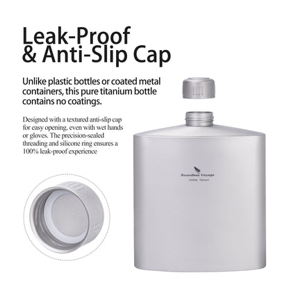 Boundless Voyage Titanium Water Bottle 1.4L – Leak-Proof Anti-Slip Cap, Ultra-Lightweight & Durable, Ideal for Camping, Hiking & Everyday Use
