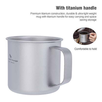 Boundless Voyage Titanium Camping Mug Cup with Lid Ultra-light Portable Hiking Backpacking