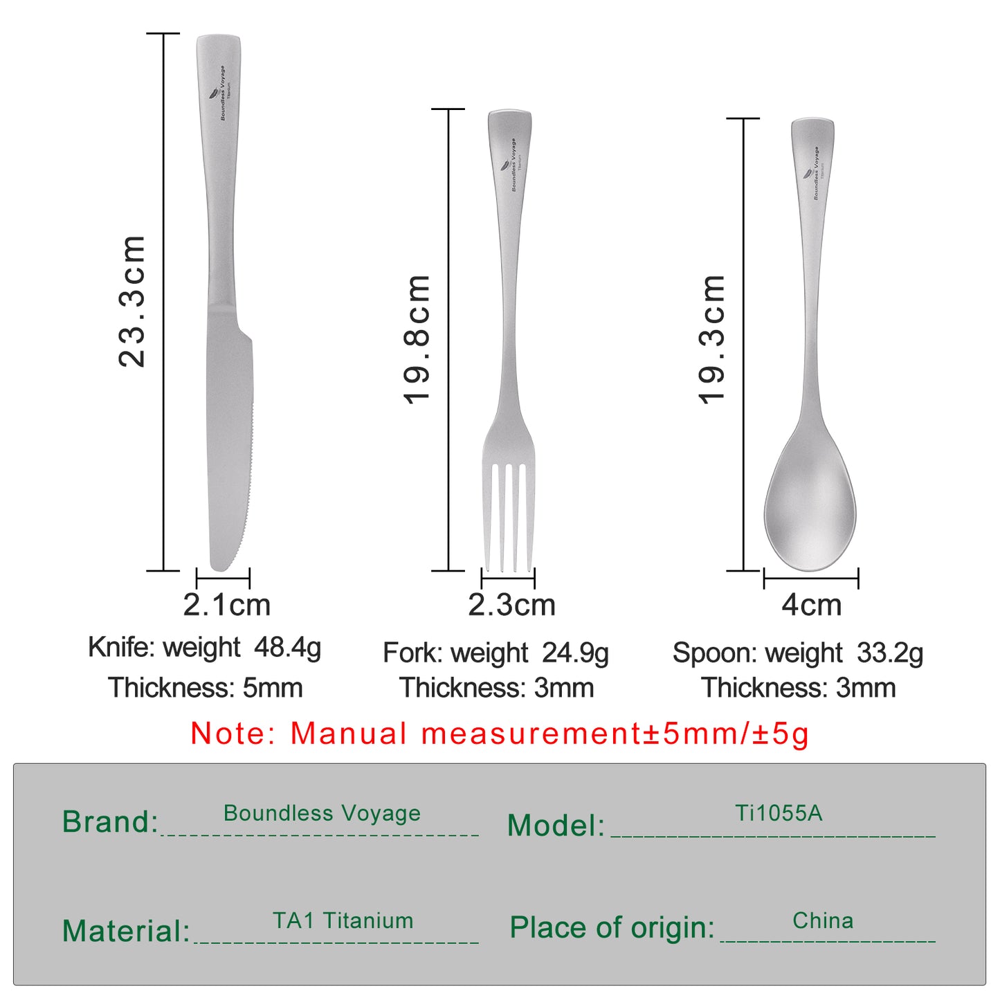 Boundless Voyage Titanium Cutlery Set – Ultralight Camping Knife, Fork & Spoon Tableware for Travel & Everyday Use
