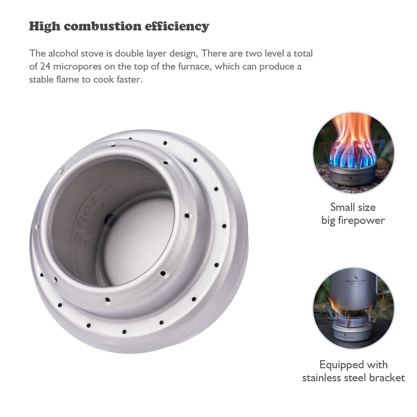 Boundless Voyage Titanium Spirit Alcohol Stove Outdoor Camping Mini Spirit Cooker Alcohol Burner for Picnic Backpacking