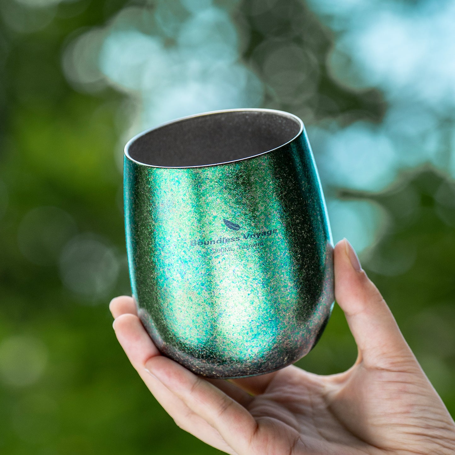 Boundless Voyage Titanium Double-Wall Cup – Ultralight TA1 Camping Coffee Mug for Travel, Hiking & Outdoor Use