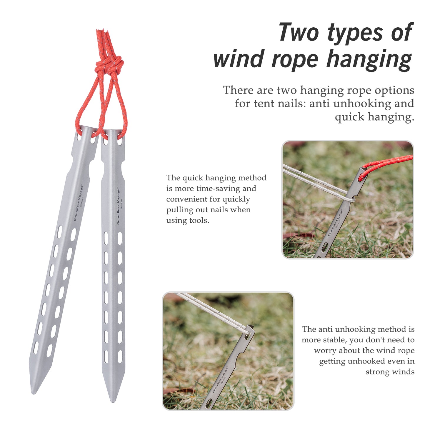 Boundless Voyage V-type Titanium Pegs Outdoor Camping Tent Stakes Portable Beach Awning Canopy Nails
