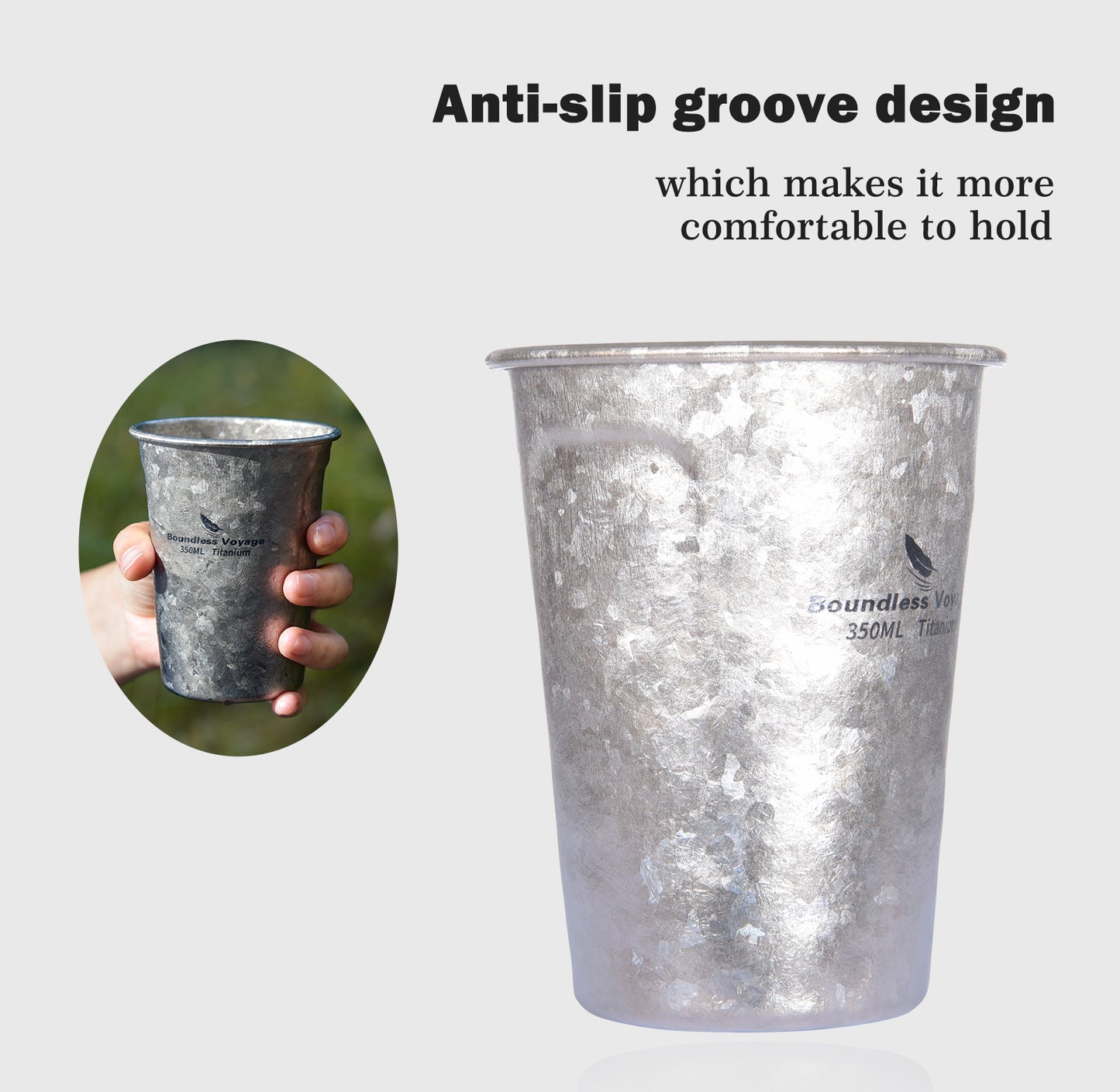 Boundless Voyage 350ml TA1 Titanium Ultralight Cup – Portable Coffee, Beer & Tea Mug for Camping, Hiking & Travel (12oz)