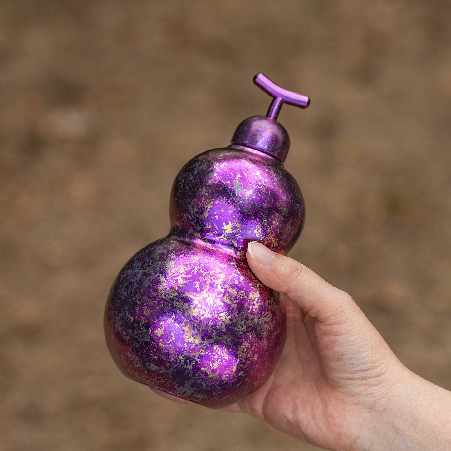 Boundless Voyage Premium Titanium Gourd Flask  | 500ml Crystallized Ice-Texture Canteen | Ultralight & Rustproof Alcohol Drinkware for Hiking & Camping