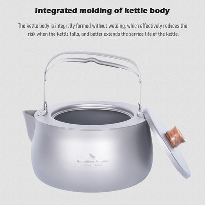 Boundless Voyage Titanium Kettle With Folding Handle Filter Outdoor Camping Teapot Coffee Jug Pot 800ml