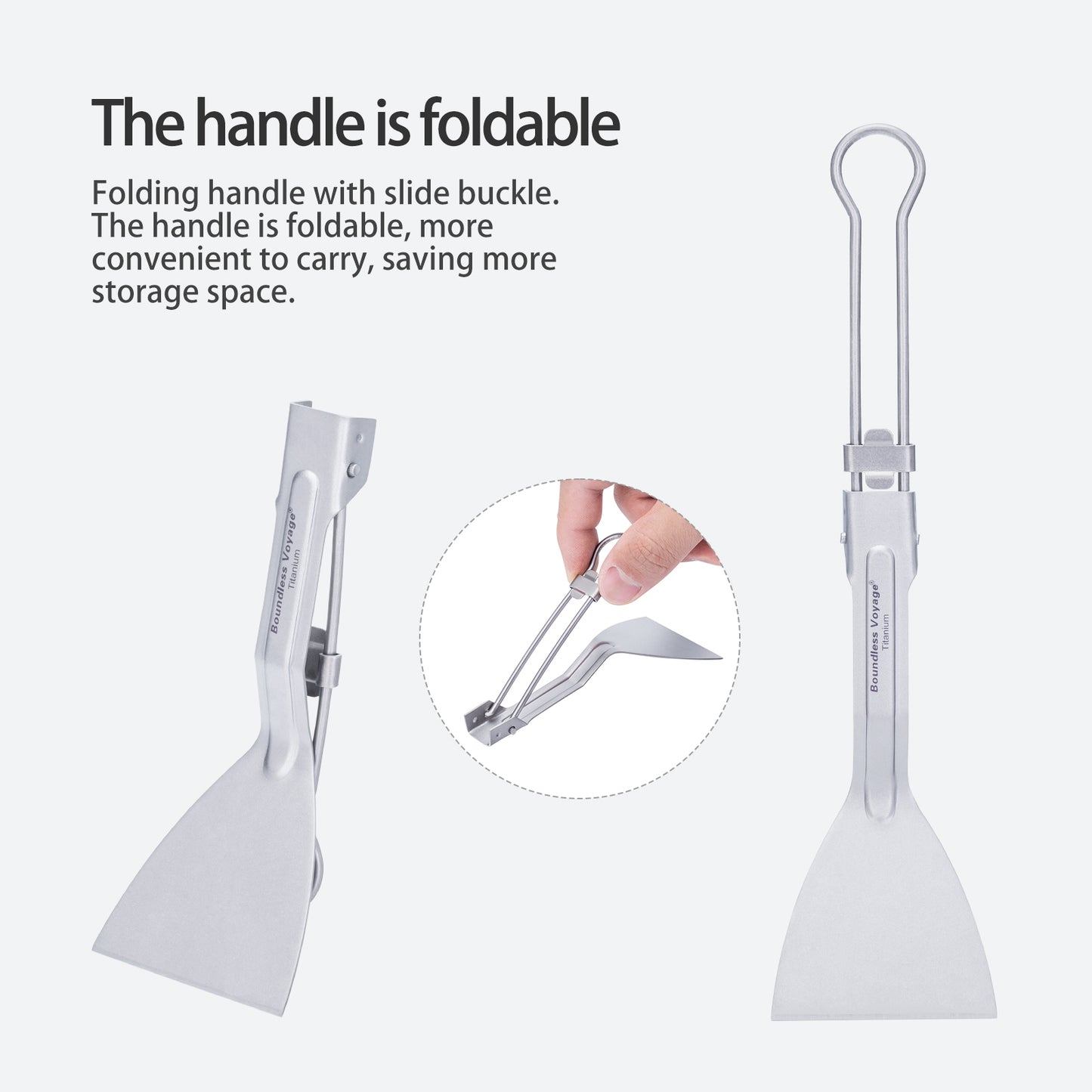 Boundless Voyage Titanium Folding Cooking Spatula – Ultralight Beefsteak Frying Shovel for Outdoor & Home Kitchen Use