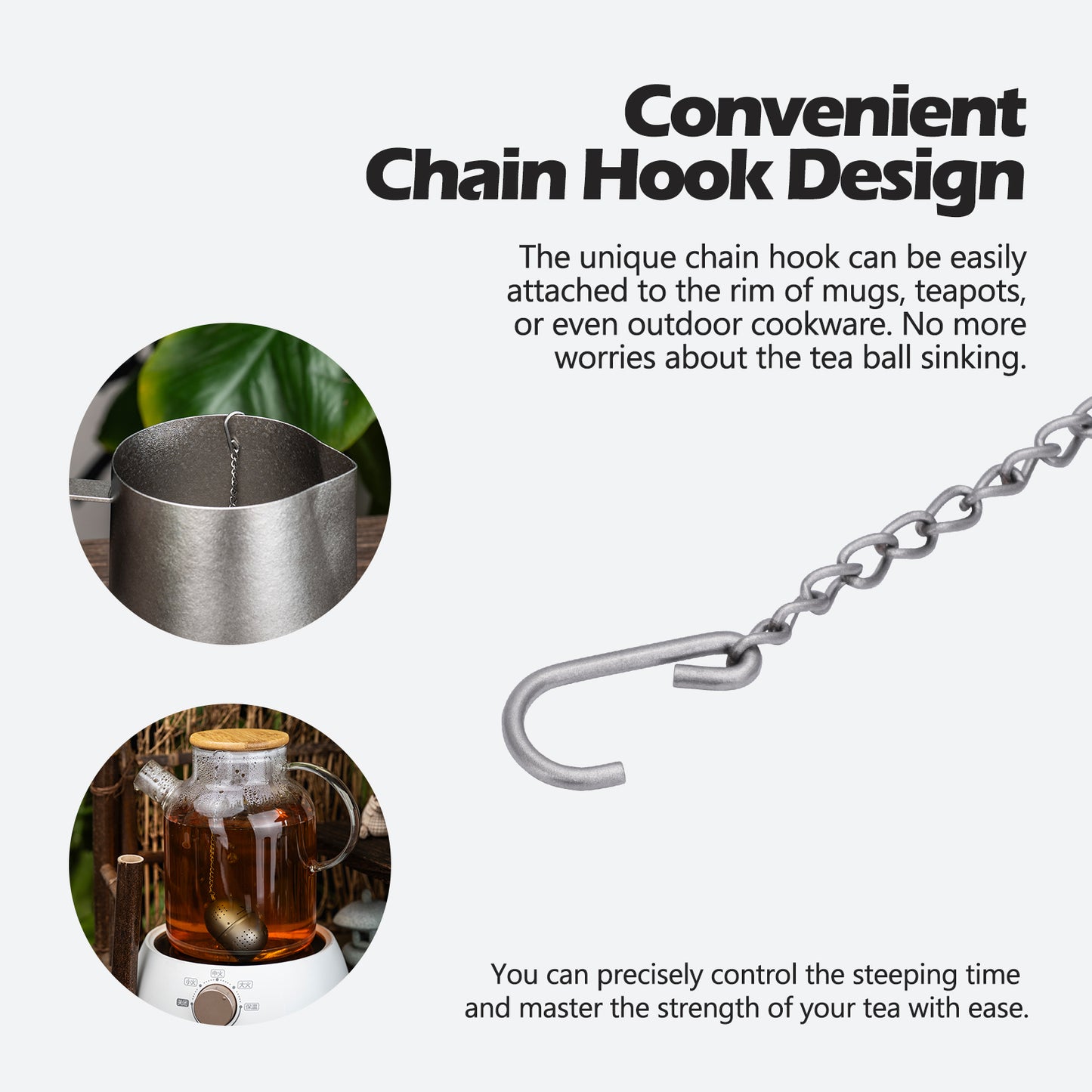 Boundless Voyage Titanium Tea Ball Infuser  Ultralight Tea Strainer with Extended Chain for Loose Tea  Spices