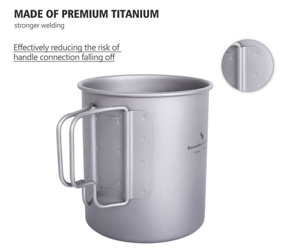 Titanium 750ml Hanging Cup Mug with Folding Handle Outdoor Camping Hiking Picnic Cooking Pot Ultralight Portable