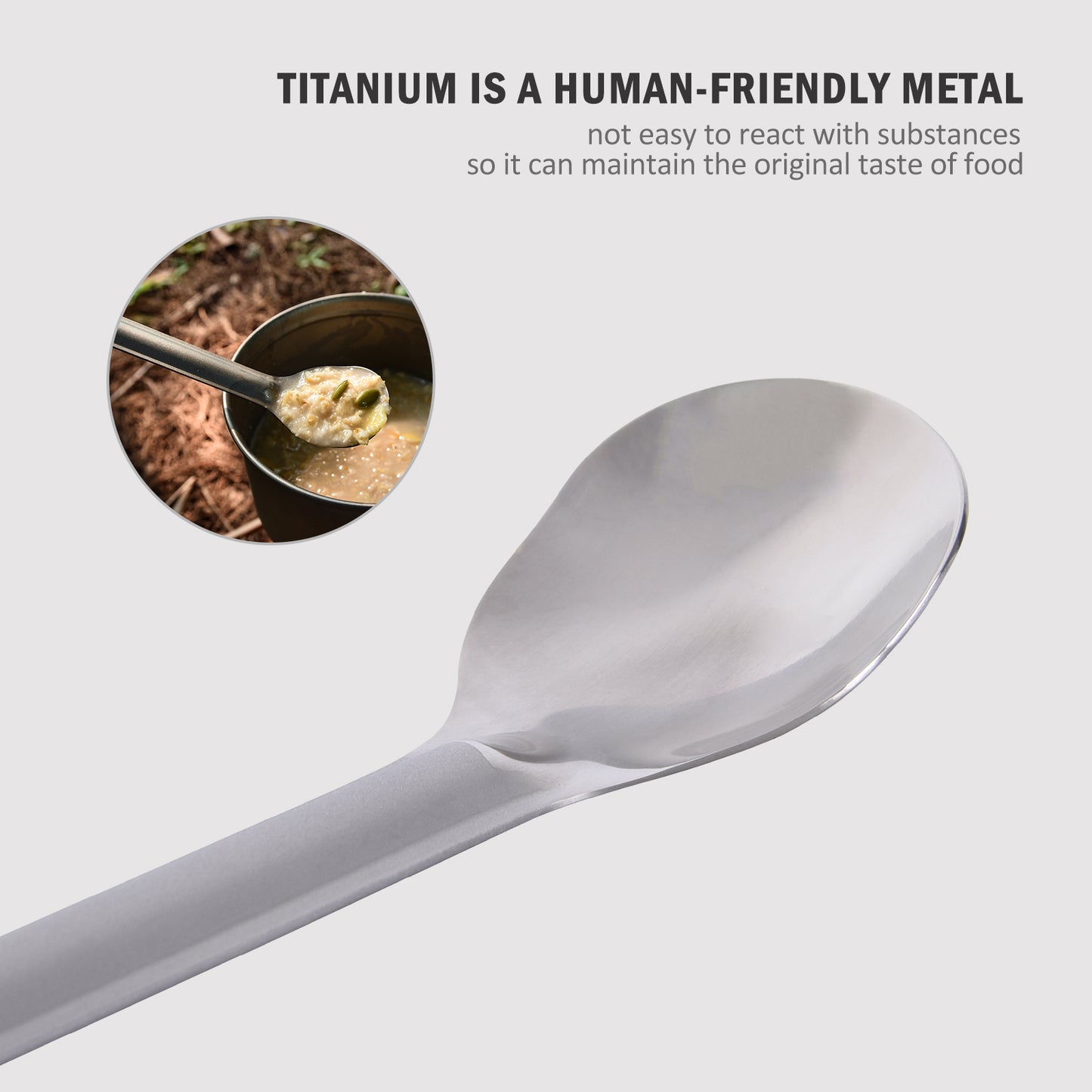 Boundless Voyage Titanium Long Handle Spoon Spork with Hook Outdoor Camping Ultralight  Straight Handle Polished Cutlery Tableware