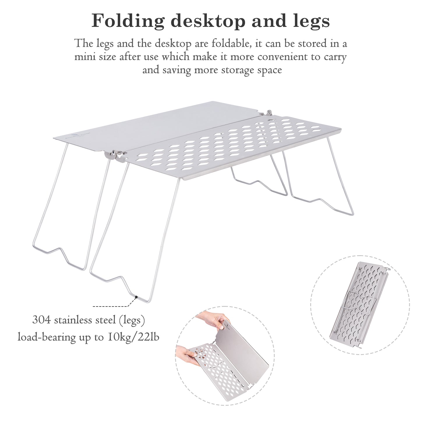 Boundless Voyage Titanium Folding Camping Table with Legs Outdoor Tableware Suitable for Picnic Camping Outdoor Hiking Ti2028C
