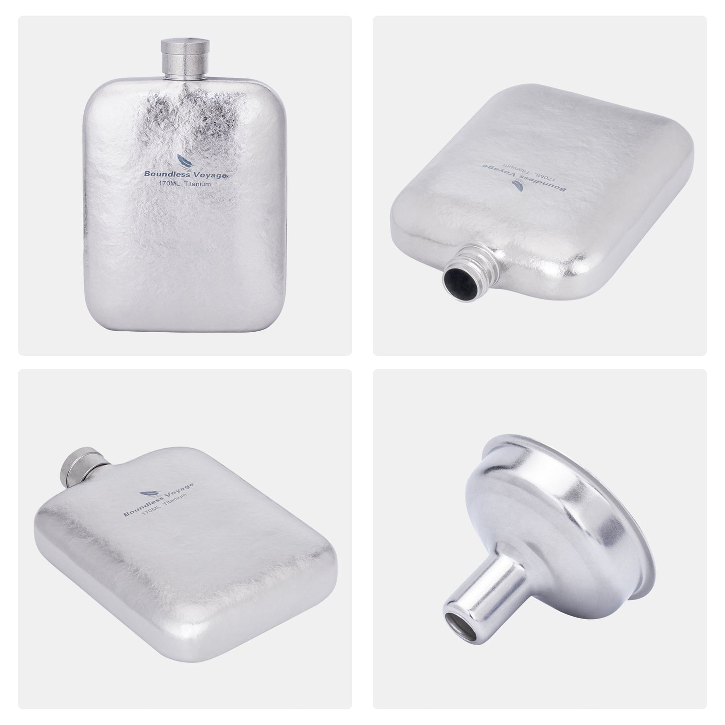 Boundless Voyage Titanium Hip Flask Small Liquor Flask Bottle for Whiskey Vodka Wine Portable Travel Outdoor Ultralight Pocket Drinkware for Men & Women