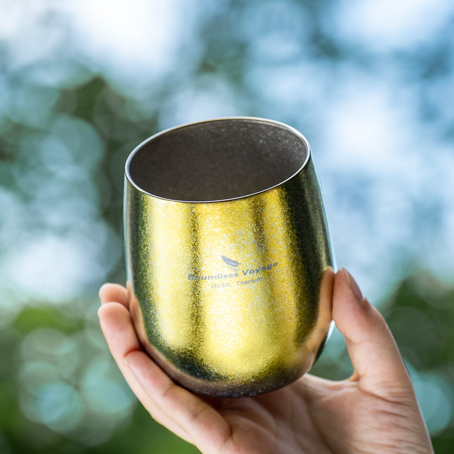 Boundless Voyage Titanium Double-Wall Cup – Ultralight TA1 Camping Coffee Mug for Travel, Hiking & Outdoor Use