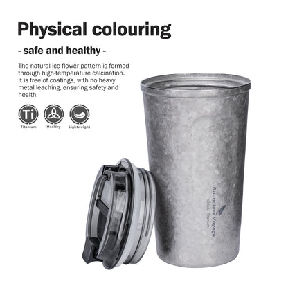 Boundless Voyage Titanium Thermos Bottle with Lid Double-Walled Insulated Water Mug 500ml