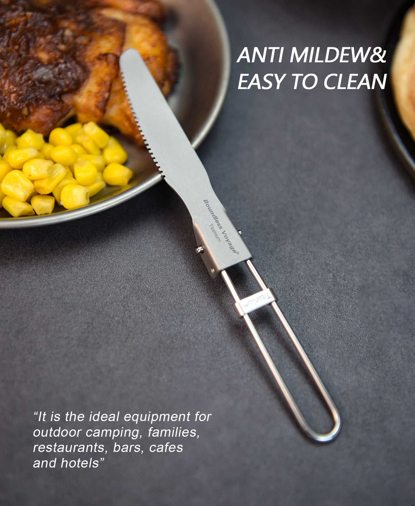 Boundless Voyage Titanium Folding Cutlery Set (Spoon + Fork + Knife) – Ultralight, Compact & Durable Tableware for Camping, Hiking & Everyday Use