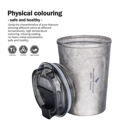 Boundless Voyage Titanium Thermos Bottle with Lid Double-Walled Insulated Water Mug 380ml