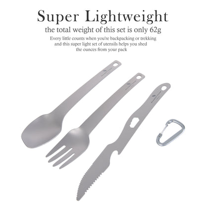 Boundless Voyage Titanium Cutlery Set | Ultralight Fork, Knife & Spoon | Portable & Healthy Dining for Camping & Travel