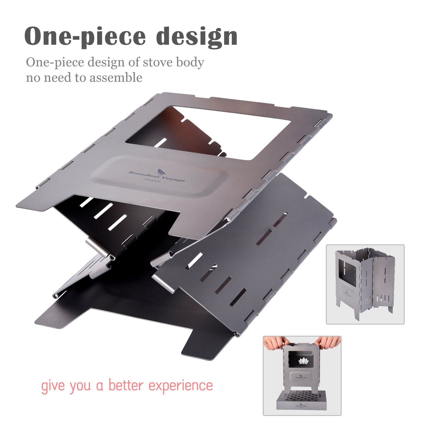 Boundless Voyage Titanium Folding Wood Stove – Ultralight Camping Charcoal Burner with Pot Stand