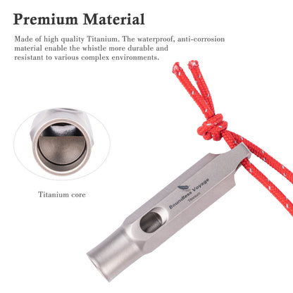 Boundless Voyage Titanium Whistle Emergency Survival Safety Whistles with Lanyard Loud for Outdoor Camping Hiking Coaches Training Sports Keychain Whistle