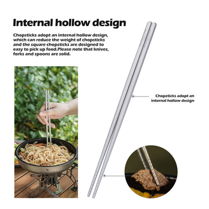 Boundless Voyage Titanium Camping Cutlery Set – Knife, Fork, Spoon & Chopsticks, Ultralight Tableware for Outdoor Travel & Home Use