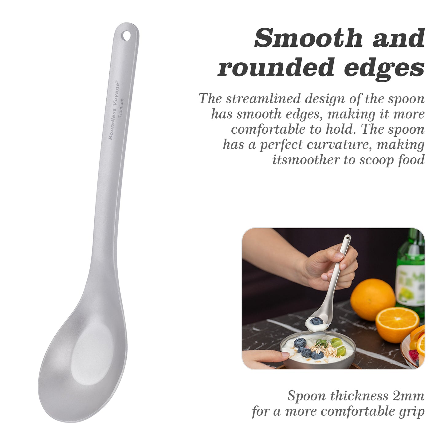 Boundless Voyage Titanium Spoon with Long Handle Outdoor Camping Ultralight Soup Spoon Cutlery Utensil