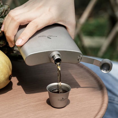 Boundless Voyage Titanium Flask with Cup 200ml Ultralight Pocket Hip Flask for Outdoor Camping Hiking