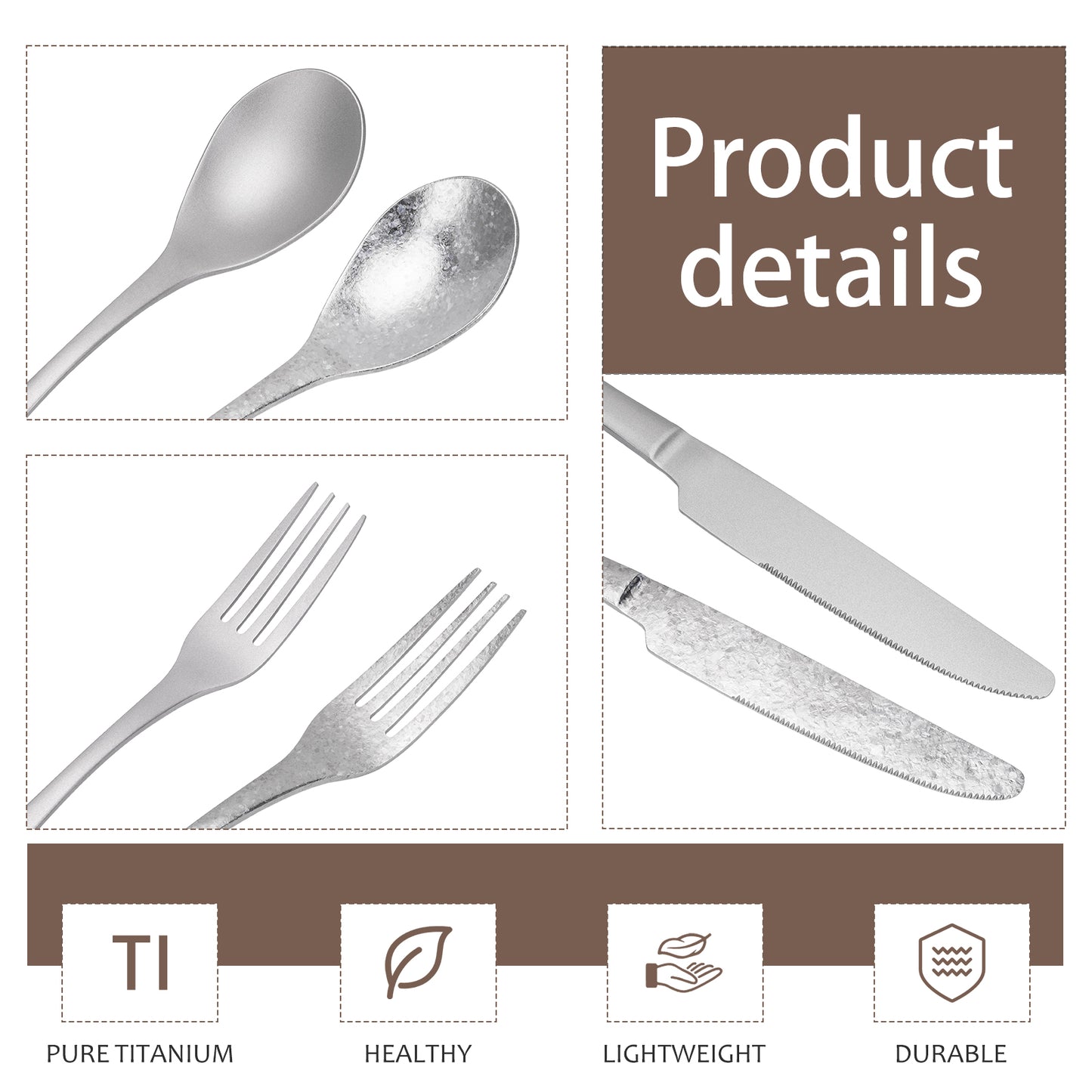 Boundless Voyage Titanium Cutlery Set – Ultralight Camping Knife, Fork & Spoon Tableware for Travel & Everyday Use