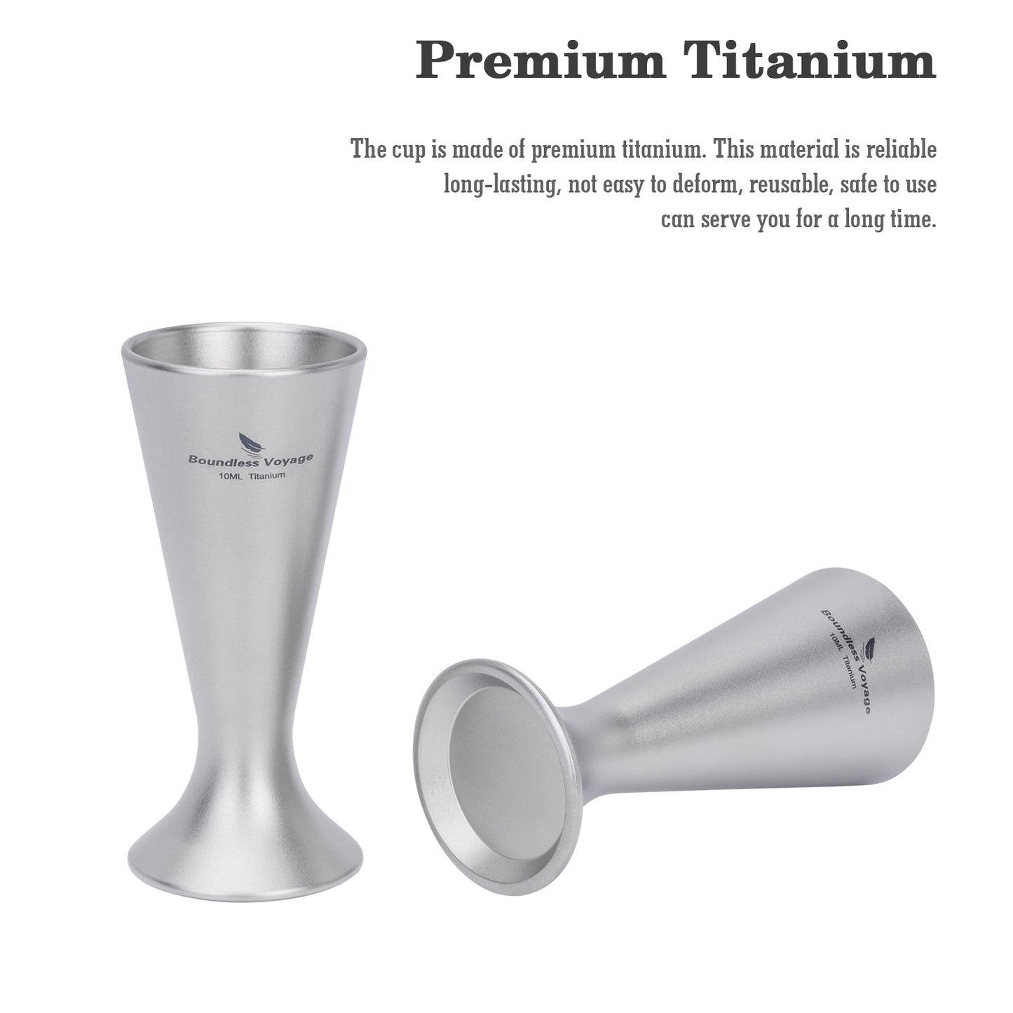 Boundless Voyage Titanium Mini Shot Glass Set | Ultralight Whiskey & Tequila Cups | Small Portable Outdoor Drinking Cups