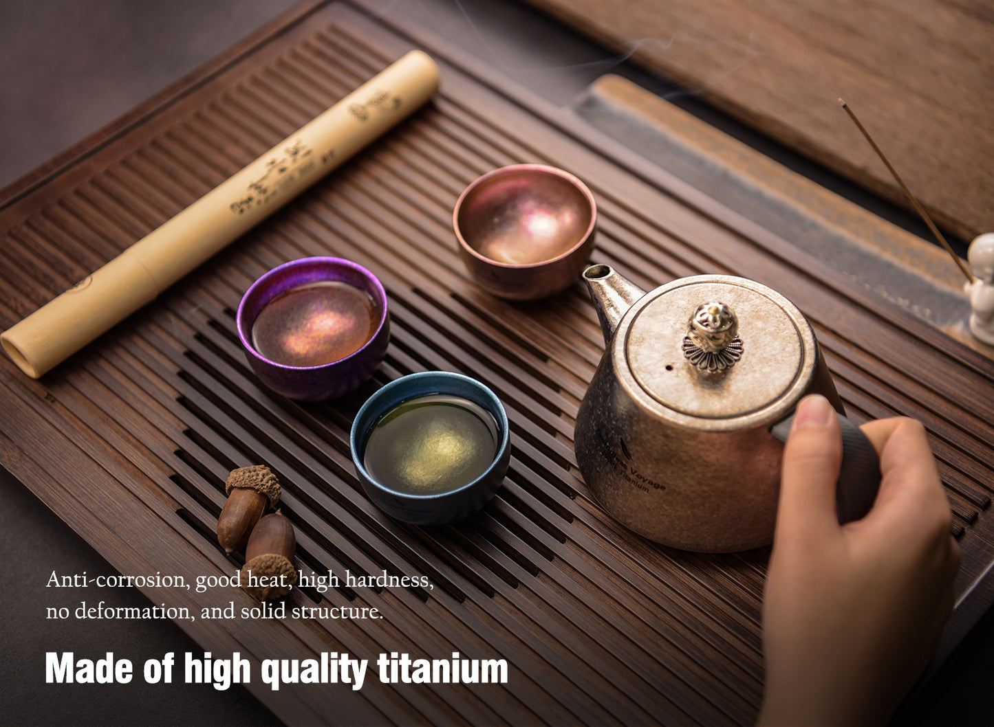 Boundless Voyage 300ml Ultralight Titanium Teapot | 114g Portable Side-Handle Tea Kettle with Filter Mesh | Camping, Hiking & Daily Use