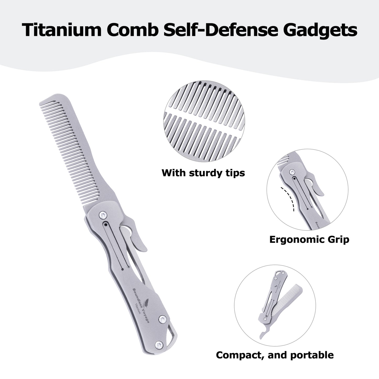 Outdoor Titanium Folding Comb – Lightweight EDC Survival & Self-Defense Gadget