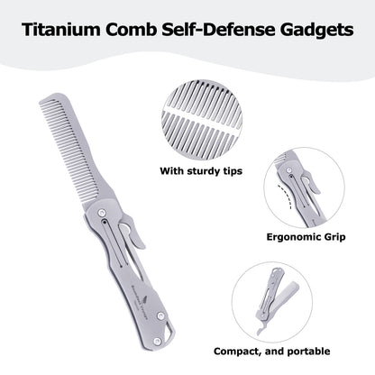 Outdoor Titanium Folding Comb – Lightweight EDC Survival & Self-Defense Gadget