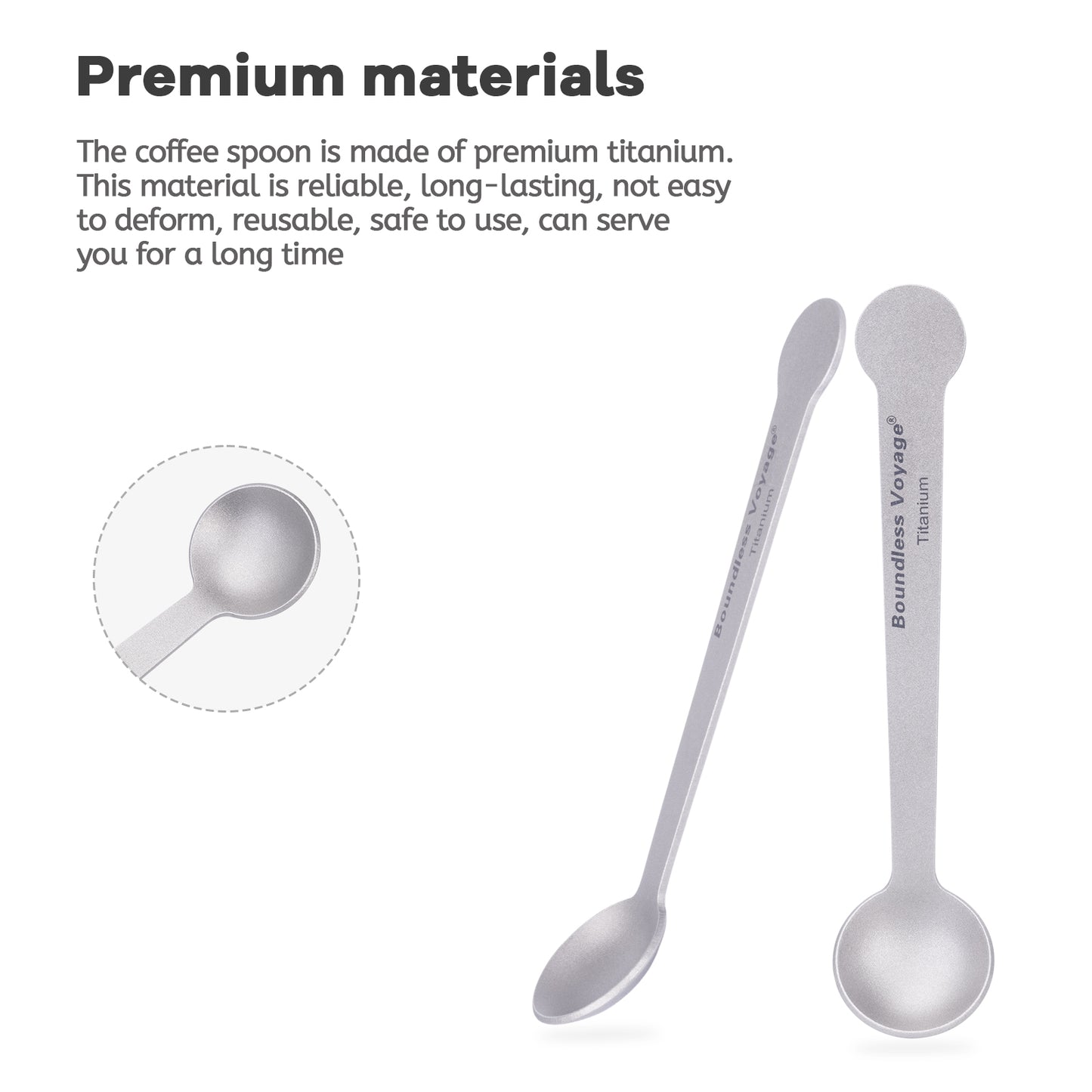 Boundless Voyage TA1 Titanium Mini Coffee Spoon – Ultralight Small Spoon for Dessert, Tea, Sugar & Jam | Perfect for Parties & Travel
