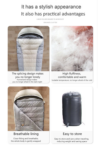 Ultralight Egg-shaped Down Sleeping Bag – White Duck Down, Splicable Ultralight Sleeping Bag for Camping, Hiking, Nap, Outdoor Use