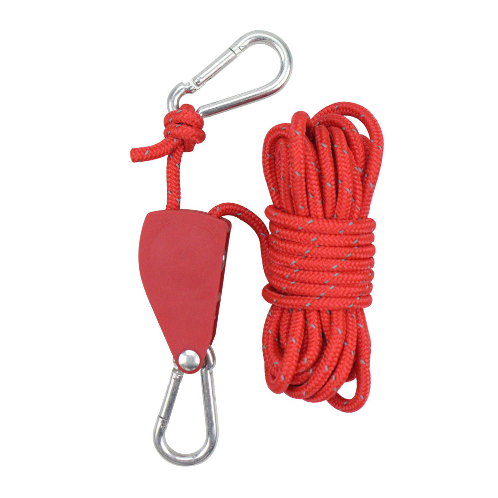 Camping Tarp Guy Lines with Metal Pulley – Heavy-Duty Adjustable Reflective Tent Ropes for Windproof Outdoor Setup