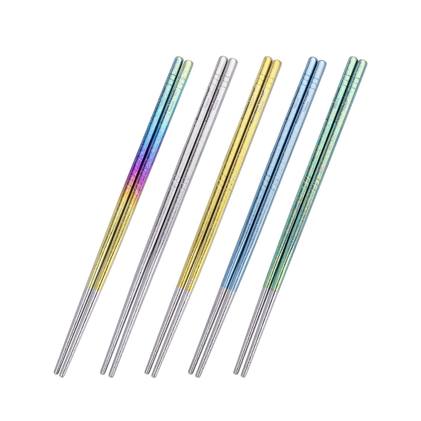 Boundless Voyage Titanium Chopsticks – Crystal Finish Ultralight Anti-Slip Reusable Chopsticks for Camping & Home