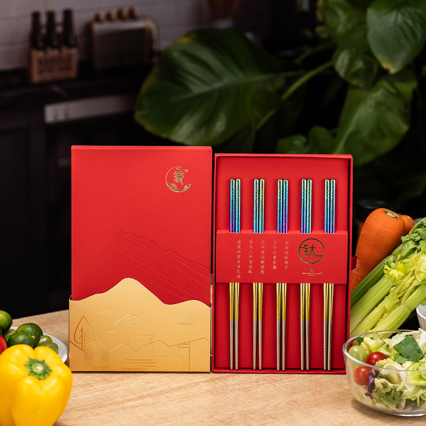 Boundless Voyage Titanium Chopsticks – Crystal Finish Ultralight Anti-Slip Reusable Chopsticks for Camping & Home