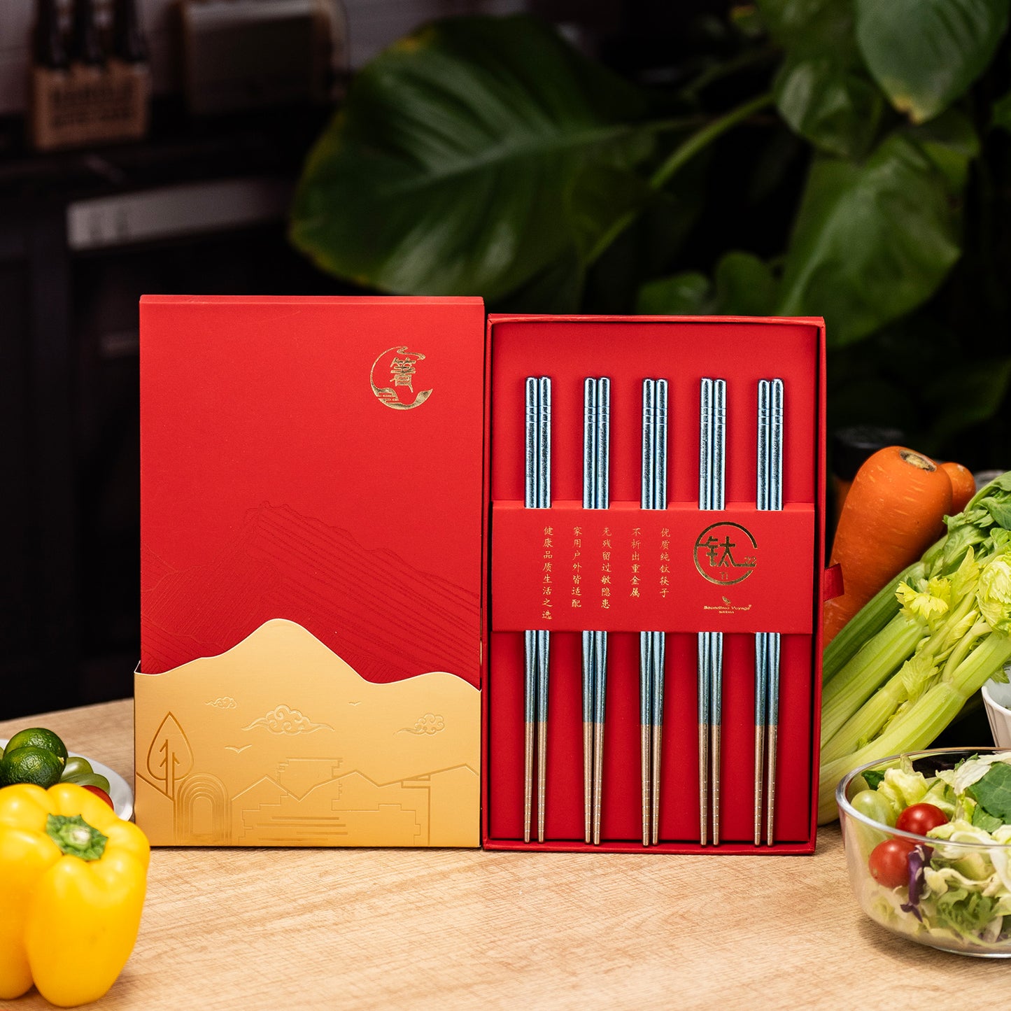 Boundless Voyage Titanium Chopsticks – Crystal Finish Ultralight Anti-Slip Reusable Chopsticks for Camping & Home