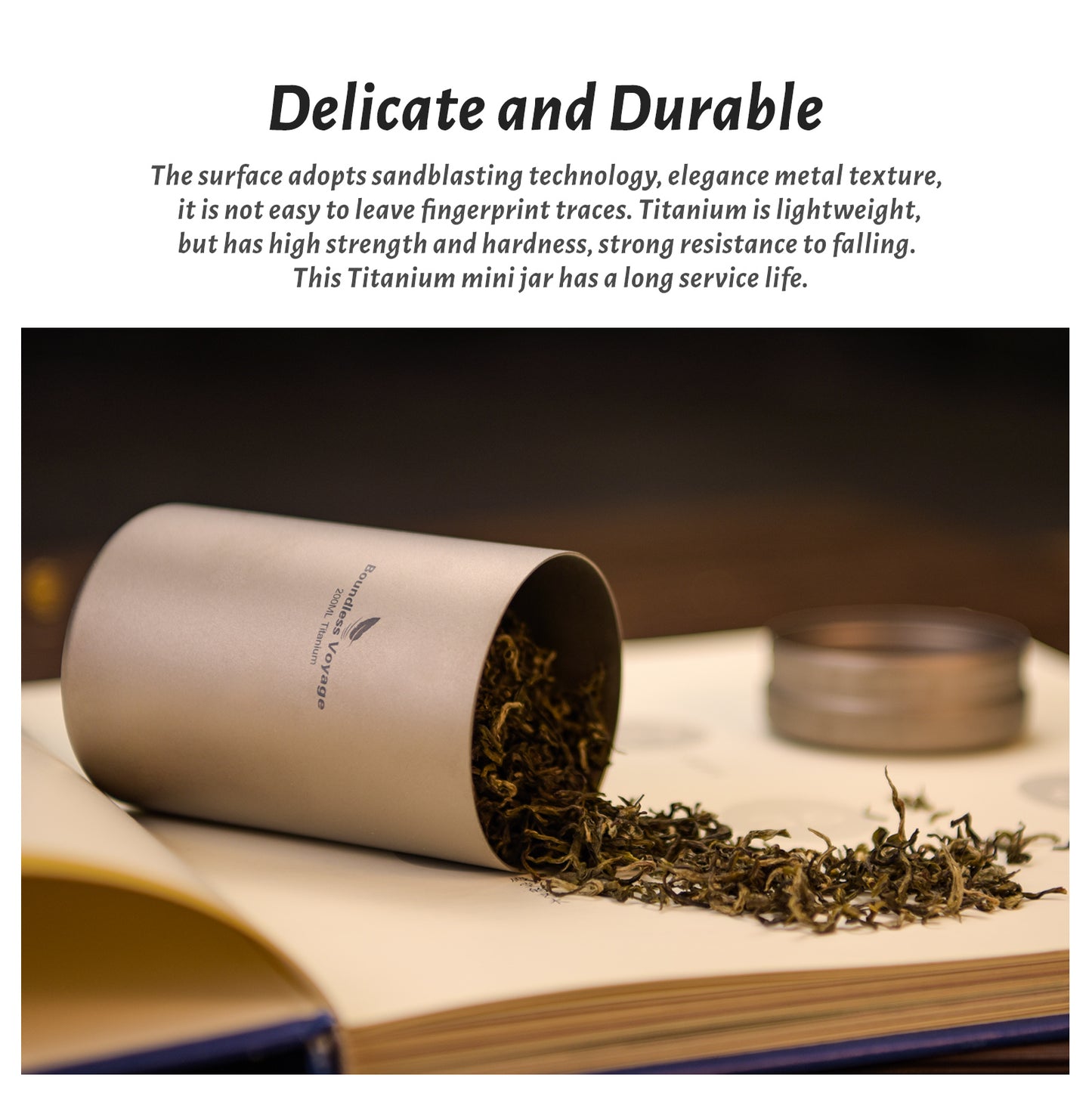Boundless Voyage 200ml Titanium Tea Caddy – Compact, Ultralight Storage for Tea, Coffee Beans, Spices & Travel