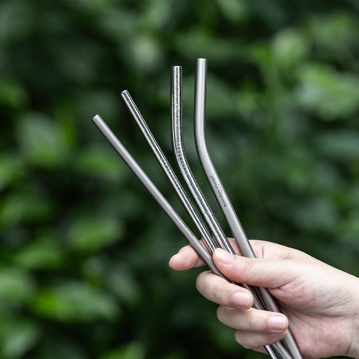 Boundless Voyage Titanium Straw 215mm – TA1 Pure Titanium Reusable Straight Straw with Cleaning Brush & Carry Bag