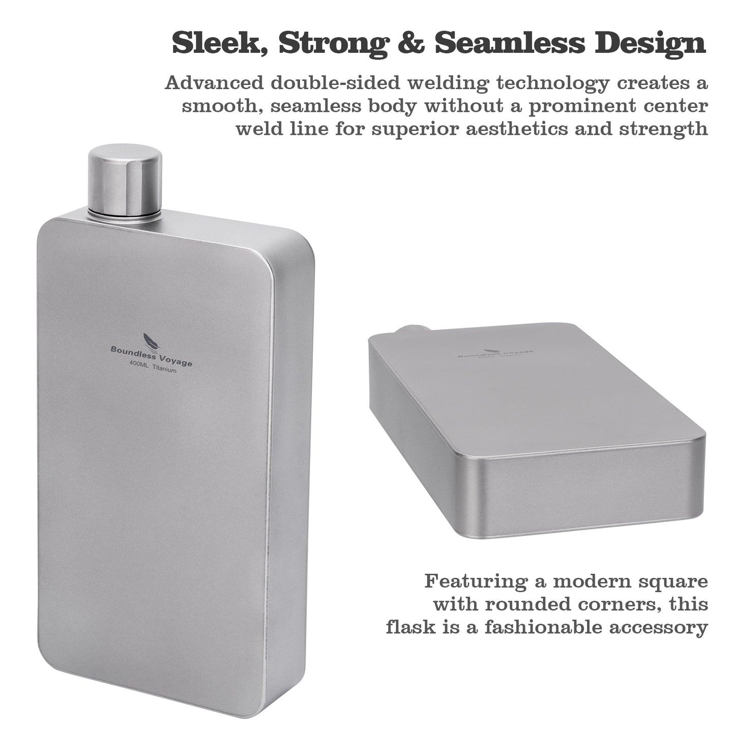 Boundless Voyage 400ml Titanium Flask with Funnel – Lightweight Leakproof Hip Flask for Camping, Travel & Everyday Carry