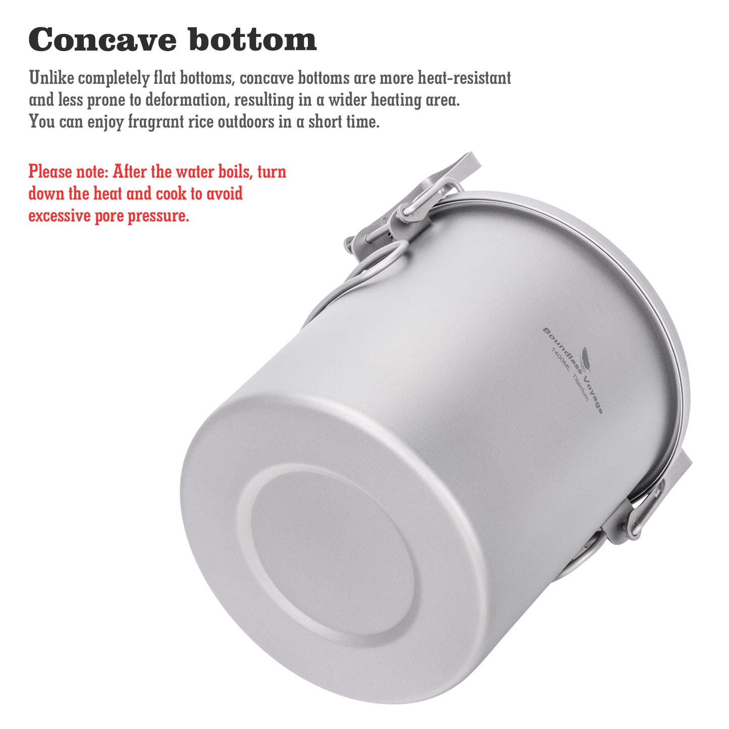 Boundless Voyage Pure Titanium Camping Pot – Ultralight Cookware for Outdoor, Hiking & Travel