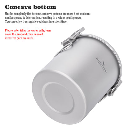 Boundless Voyage Pure Titanium Camping Pot – Ultralight Cookware for Outdoor, Hiking & Travel