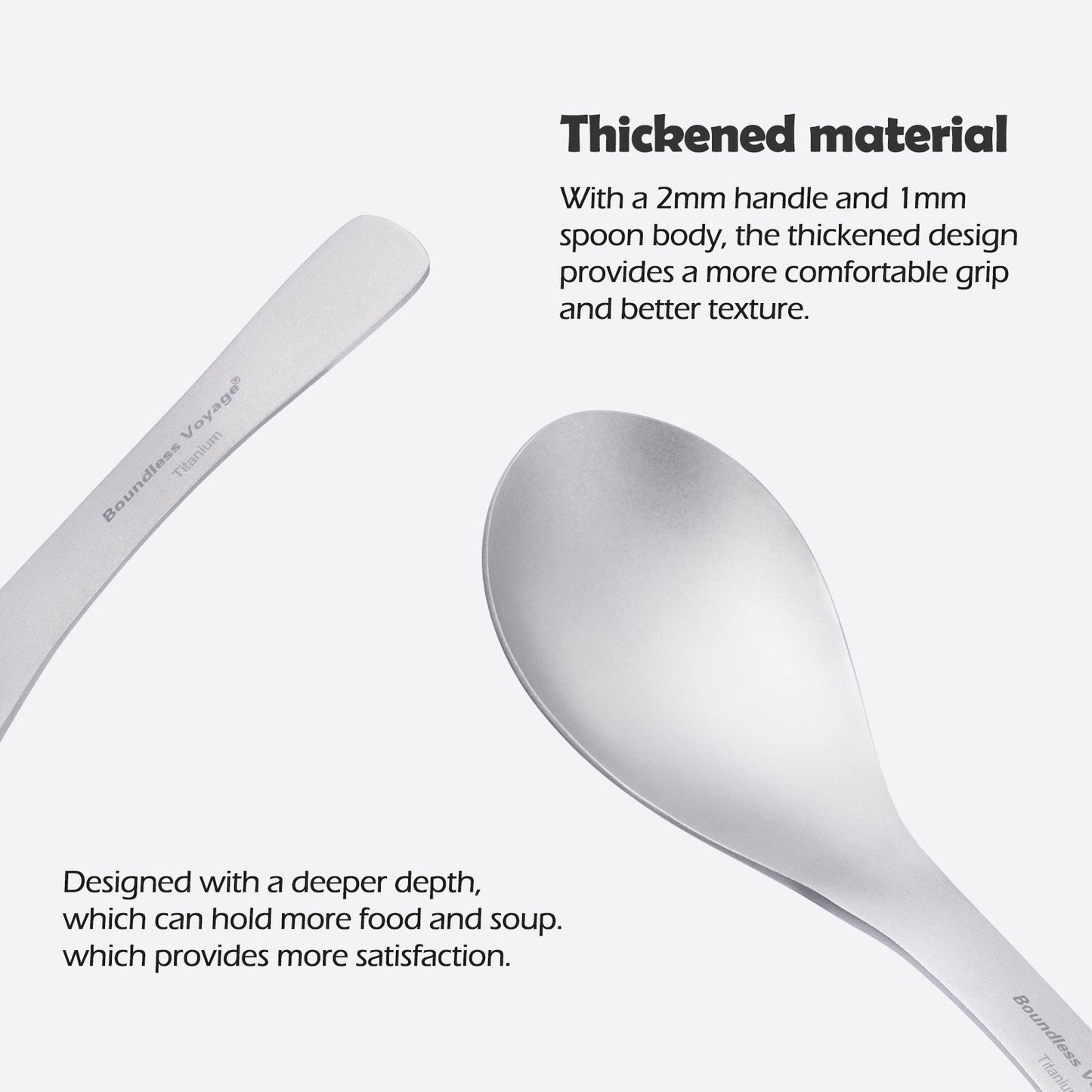 Boundless Voyage TA1 Titanium Spoon – Ultralight Durable Camping & Home Cutlery for Soup, Meals & Travel