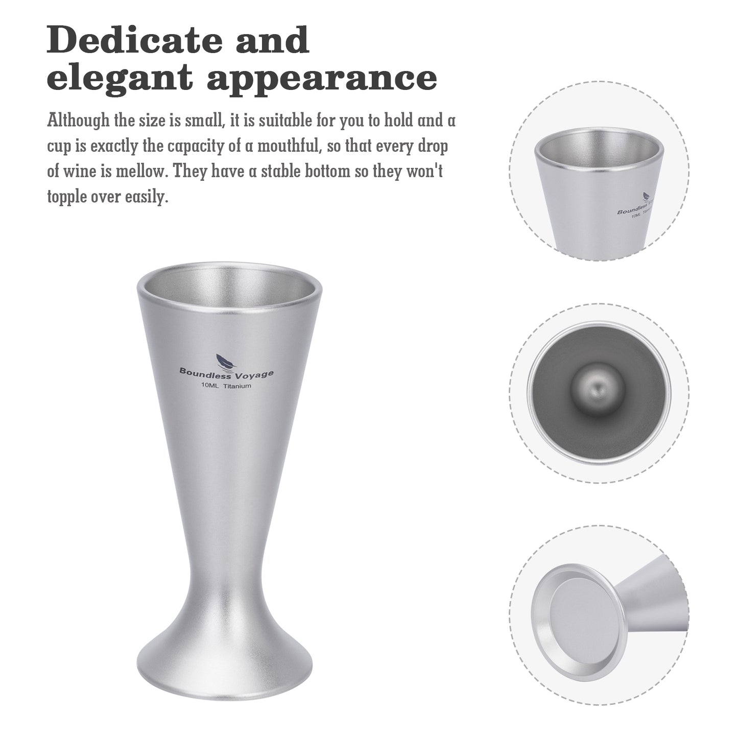 Boundless Voyage Titanium Mini Shot Glass Set | Ultralight Whiskey & Tequila Cups | Small Portable Outdoor Drinking Cups