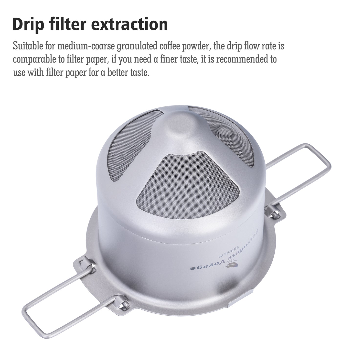 Boundless Voyage Titanium Pour Over Coffee Drip Filter – Ultralight Folding Reusable Filter for Mugs (6.5–12.5 cm)